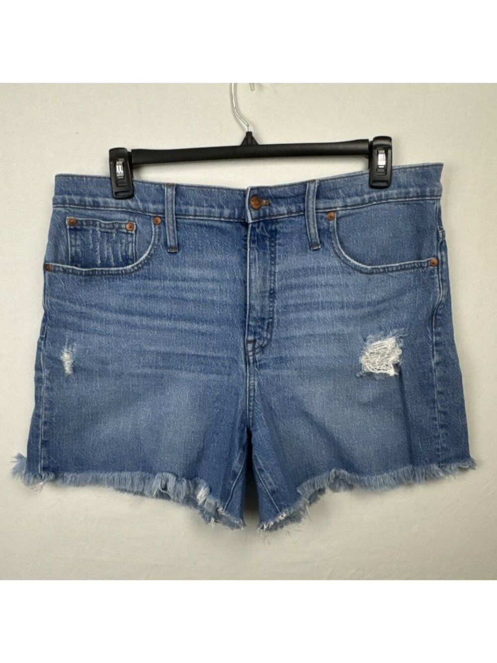 Madewell High Rise Jean Shorts Women's 36x4 (tag 33) raw hem distressed stretch
